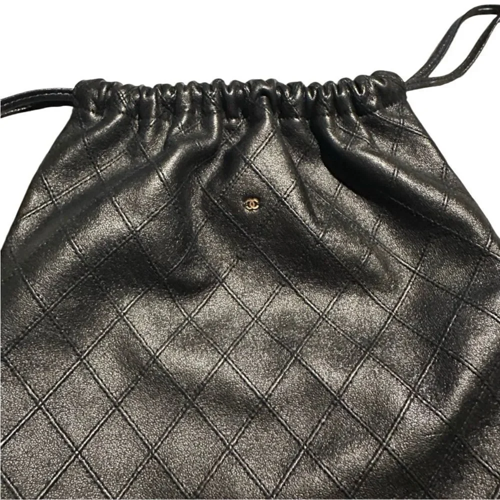 CHANEL Black Drawstring Bag